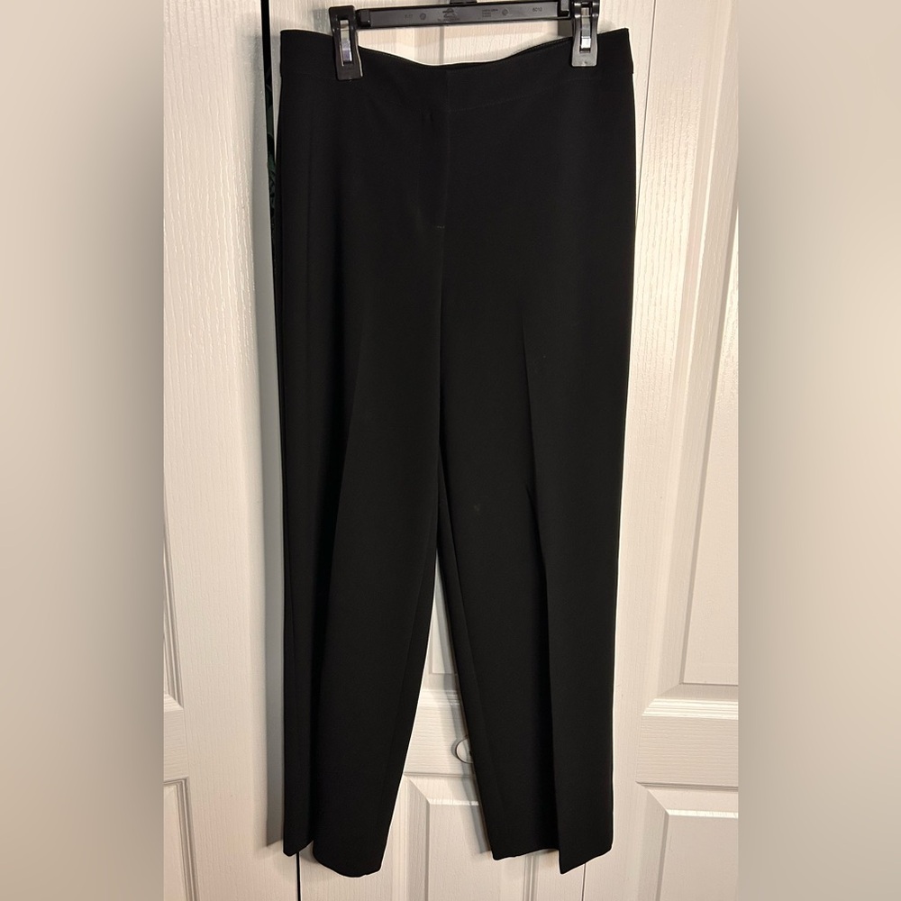 St. John Caviar Diana Black Wide Leg Classic Quiet Lux Career Trouser Pants 2